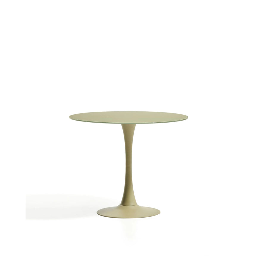 Runder Tisch Vedira aus Glas und grünem Stahl Ø 90 cm von Kave Home – Bild 1