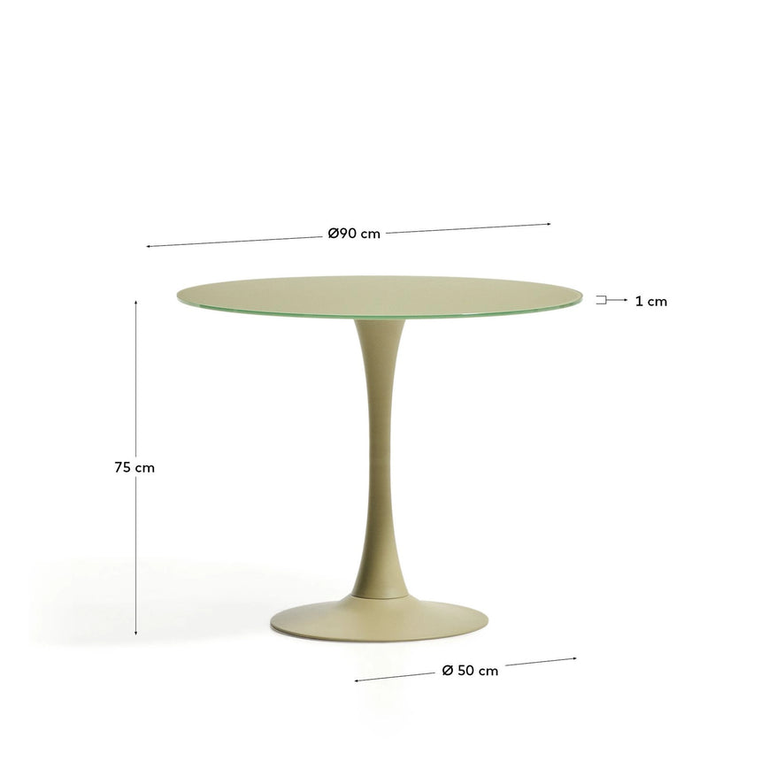Runder Tisch Vedira aus Glas und grünem Stahl Ø 90 cm von Kave Home – Bild 4