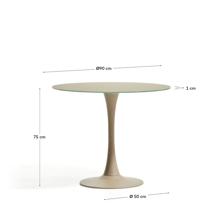 Runder Tisch Vedira aus Glas und taupefarbenem Stahl Ø 90 cm von Kave Home – Bild 3