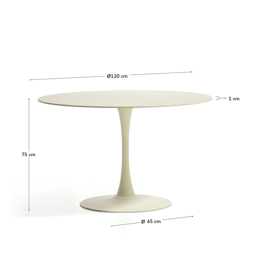 Runder Tisch Vedira aus ecrufarbener Keramik und beigem Stahl Ø 120 cm von Kave Home – Bild 3