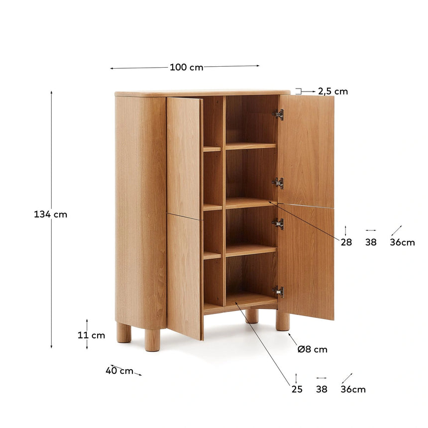 Salaya Highboard aus Eschenfurnierholz FSC Mix Credit 100 x 134 cm von Kave Home – Bild 3