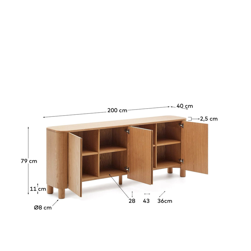 Salaya Sideboard aus Eschenfurnierholz FSC Mix Credit 200 x 79 cm von Kave Home – Bild 3