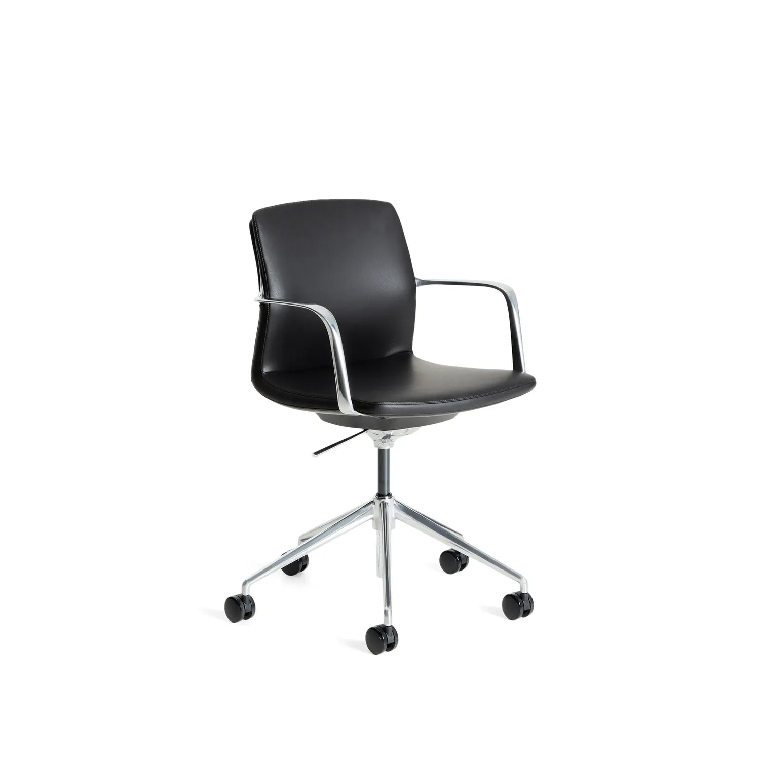 Schreibtischstuhl Nerlan aus schwarzem Kunstleder und Aluminiumgestell - ZEN ZONE Furniture