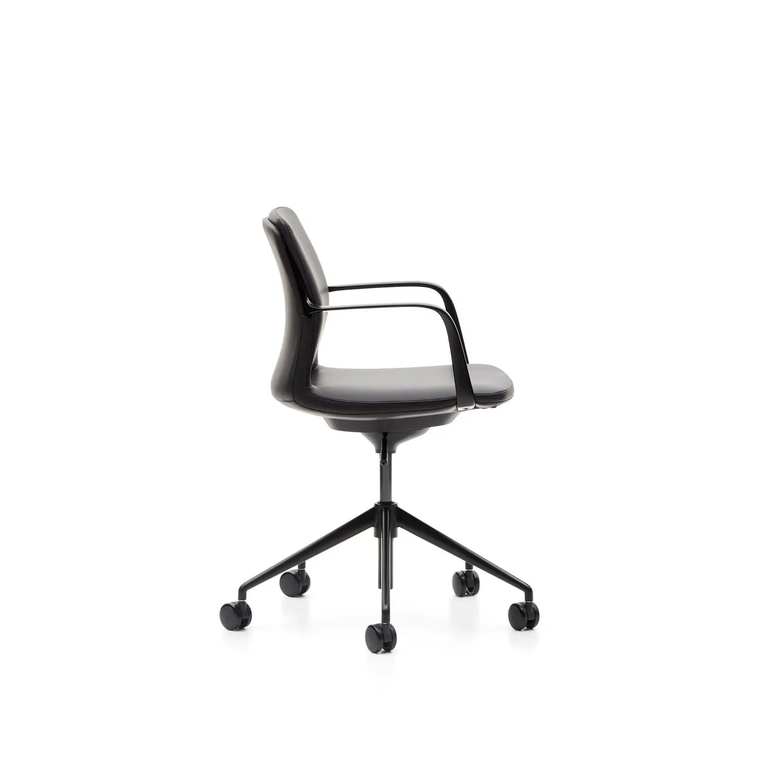 Schreibtischstuhl Nerlan aus schwarzem Kunstleder und schwarzem Aluminiumgestell - ZEN ZONE Furniture