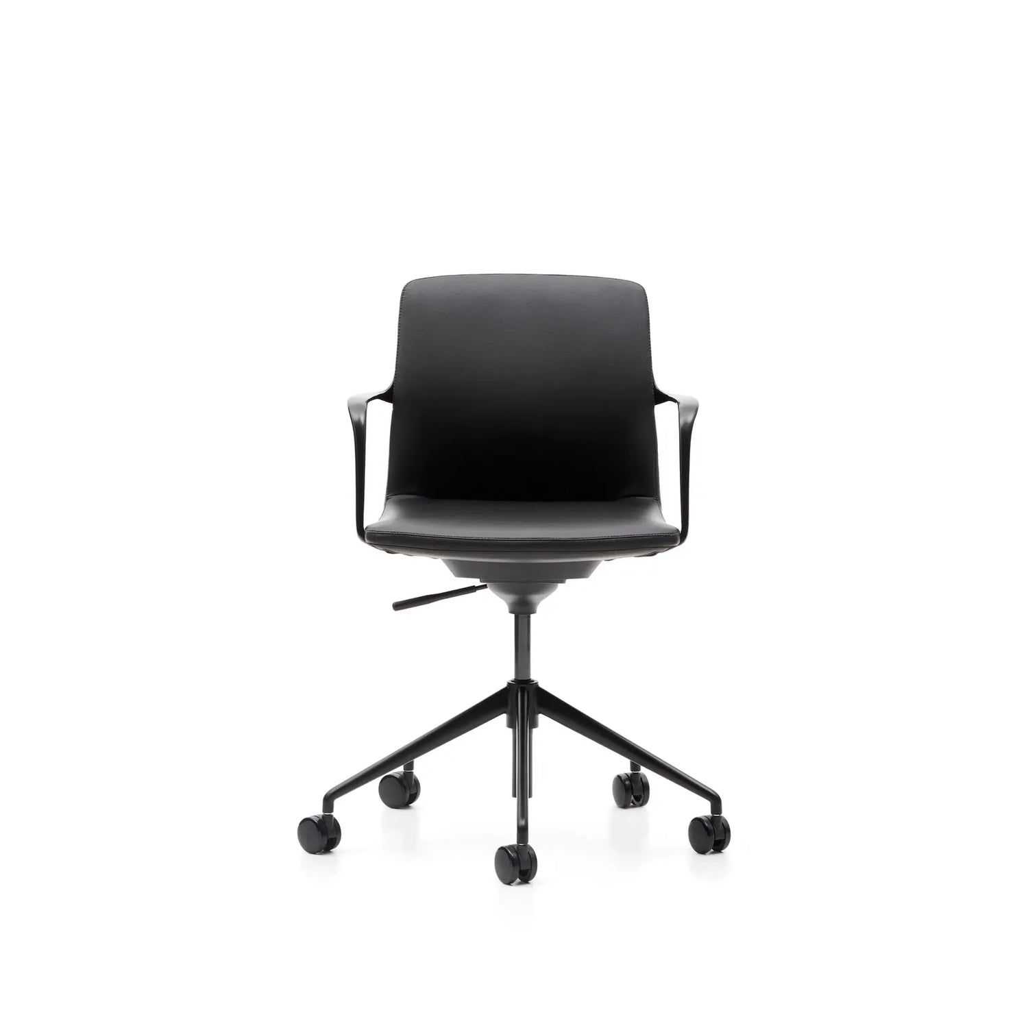 Schreibtischstuhl Nerlan aus schwarzem Kunstleder und schwarzem Aluminiumgestell - ZEN ZONE Furniture