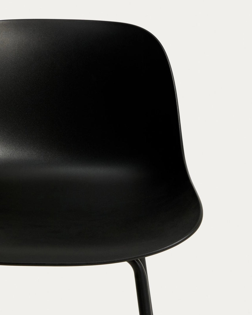 Schwarzer Hocker Altea mit Stahlbeinen mit schwarzem Finish, 65 cm von Kave Home – Bild 6