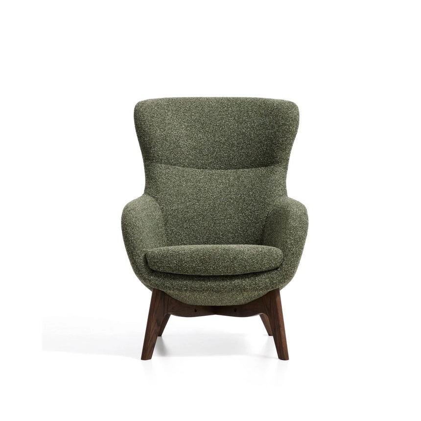 Sessel Adiran mit dicker Chenille in Moosgrün und Beinen aus massivem Eichenholz mit Nussbaum-Finish von Kave Home – Bild 5