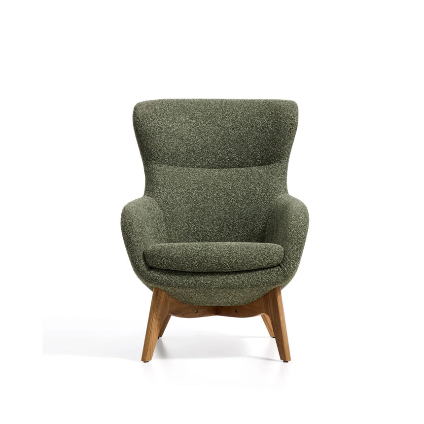 Sessel Adiran mit dicker Chenille in Moosgrün und Beinen aus massivem Eichenholz mit natürlichem Finish von Kave Home – Bild 8