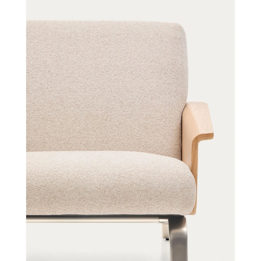 Sessel Amsen in Beige aus Eichensperrholz mit Beinen aus em gebürsteten Edelstahl von Kave Home – Bild 9