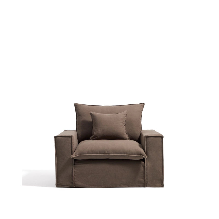 Sessel Anarela mit abnehmbarem Bezug aus 100 % Leinen in Taupe, 130 cm, FSC Mix Credit von Kave Home – Bild 1