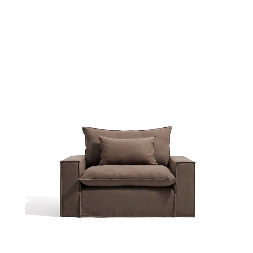 Sessel Anarela mit abnehmbarem Bezug aus 100 % Leinen in Taupe, 150 cm, FSC Mix Credit von Kave Home – Bild 1