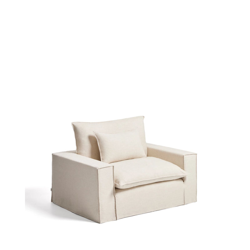 Sessel Anarela mit abnehmbarem Bezug aus Leinen und Viskose in Beige, 150 cm, FSC Mix Credit von Kave Home – Bild 4
