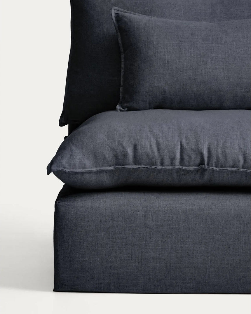 Sessel Anarela mit abnehmbarem Bezug aus Leinen und Viskose in Dunkelgrau, 110 cm, FSC Mix Credit von Kave Home – Bild 3