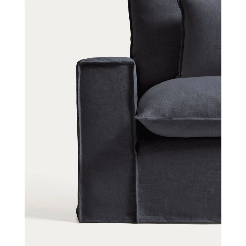 Sessel Anarela mit abnehmbarem Bezug aus Leinen und Viskose in Dunkelgrau, 130 cm, FSC Mix Credit von Kave Home – Bild 5
