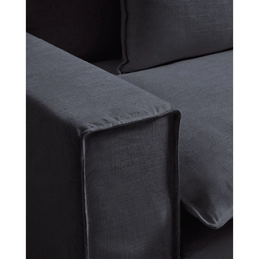 Sessel Anarela mit abnehmbarem Bezug aus Leinen und Viskose in Dunkelgrau, 130 cm, FSC Mix Credit von Kave Home – Bild 6