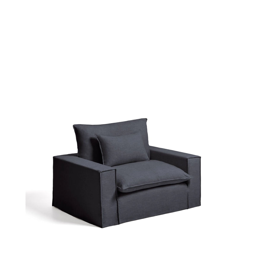 Sessel Anarela mit abnehmbarem Bezug aus Leinen und Viskose in Dunkelgrau, 150 cm, FSC Mix Credit von Kave Home – Bild 3