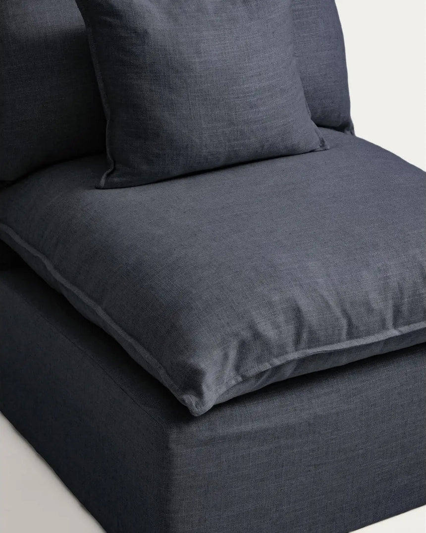 Sessel Anarela mit abnehmbarem Bezug aus Leinen und Viskose in Dunkelgrau, 90 cm, FSC Mix Credit von Kave Home – Bild 4
