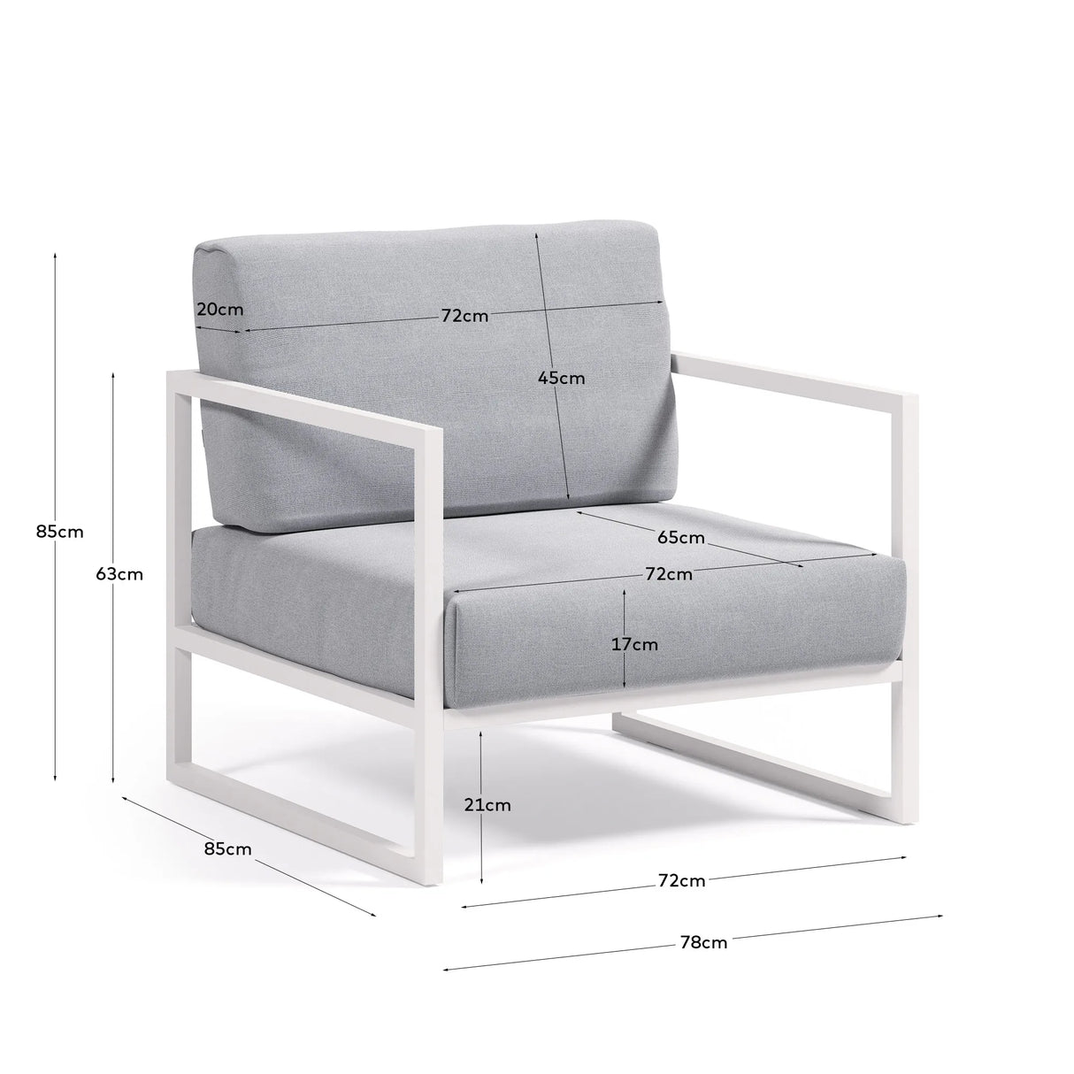 Sessel Comova 100% outdoor blau und Aluminium weiss von Kave Home – Produktbild 7