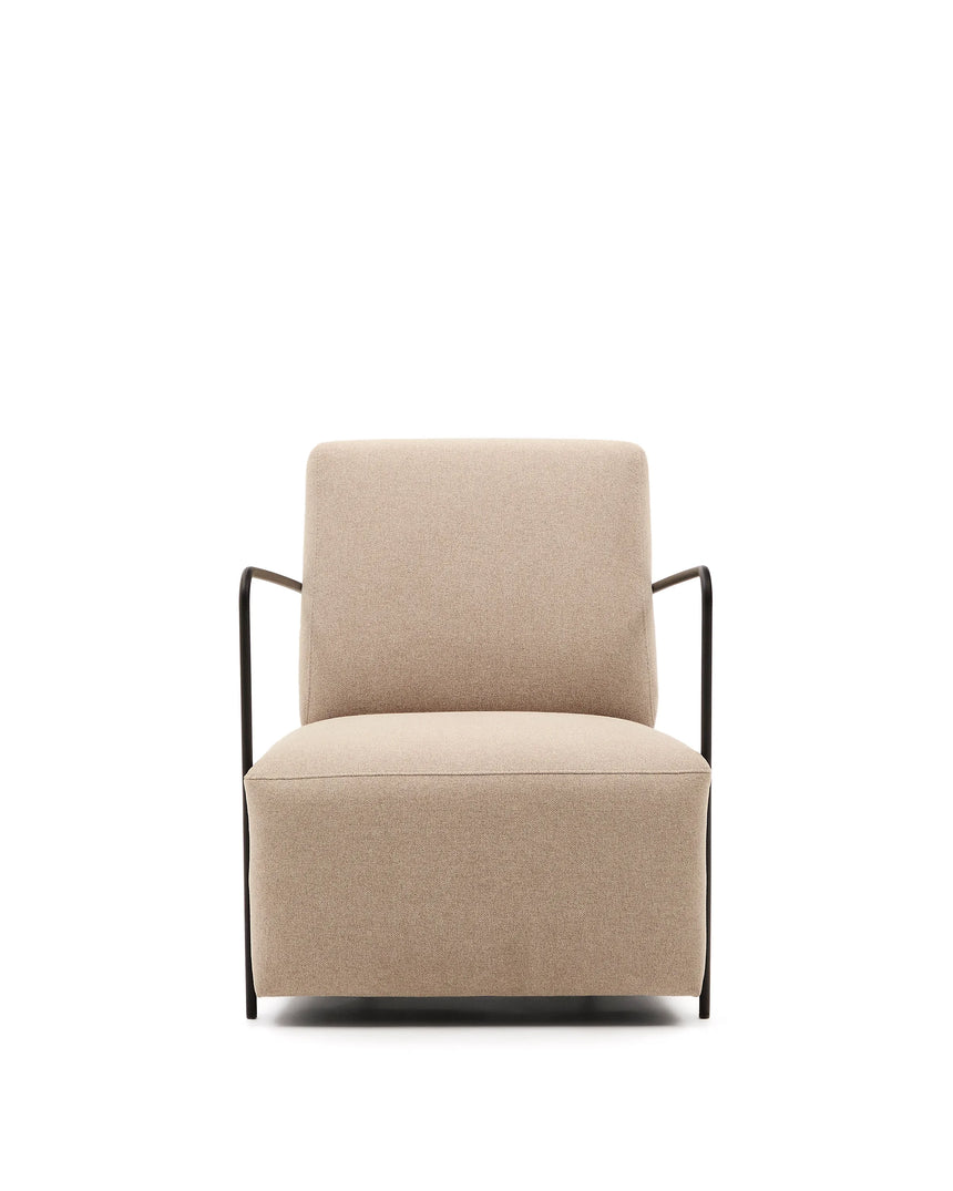 Sessel Gamer in Beige und Metall mit mattschwarzer Lackierung von Kave Home – Produktbild 11
