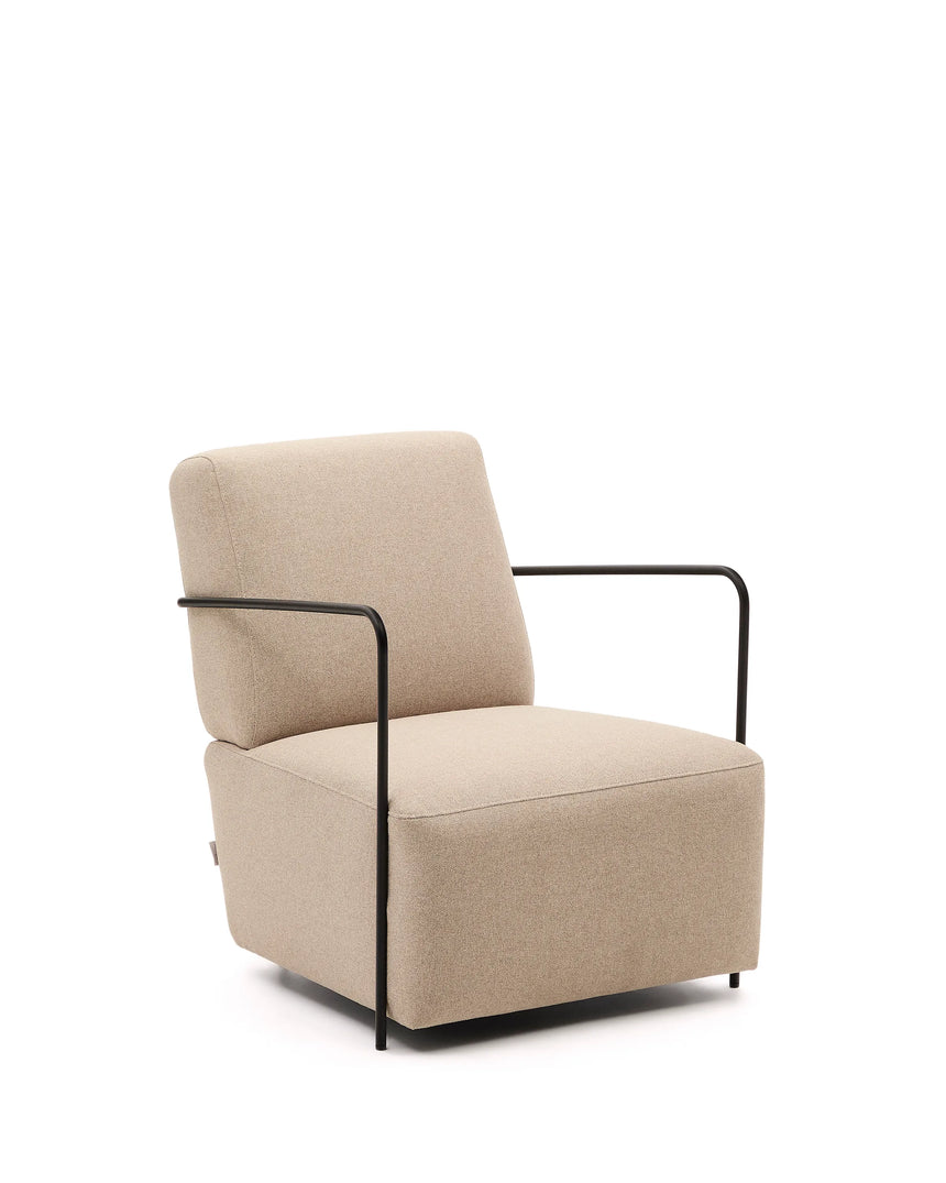 Sessel Gamer in Beige und Metall mit mattschwarzer Lackierung von Kave Home – Produktbild 8