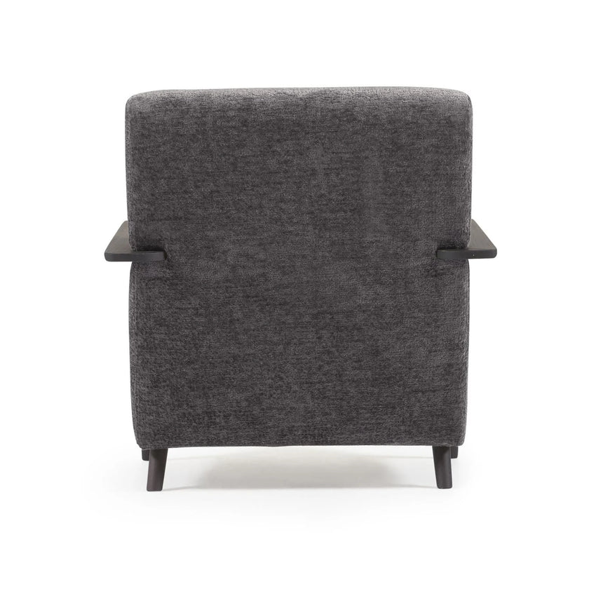Sessel Meghan aus grauer Chenille und Holz mit Wenge-Finish von Kave Home – Bild 7