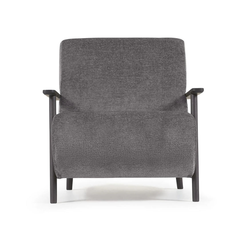 Sessel Meghan aus grauer Chenille und Holz mit Wenge-Finish von Kave Home – Bild 8