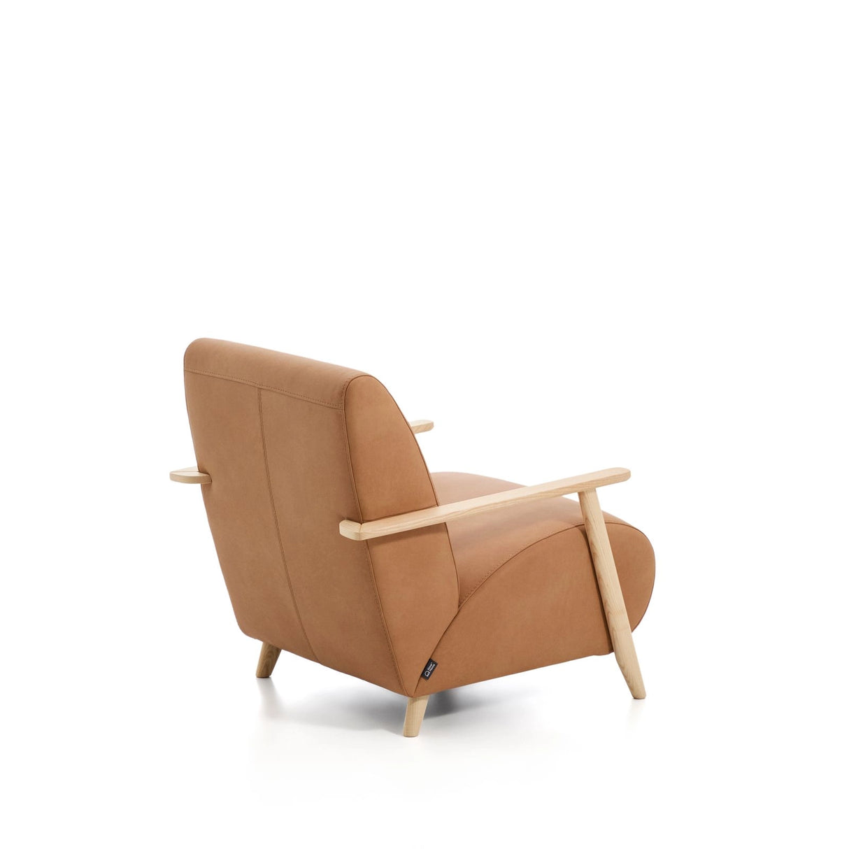 Sessel Meghan in braunem Leder mit massivem Eschenholz mit naturfarbenem Finish, FSC Mix Credit von Kave Home – Produktbild 6