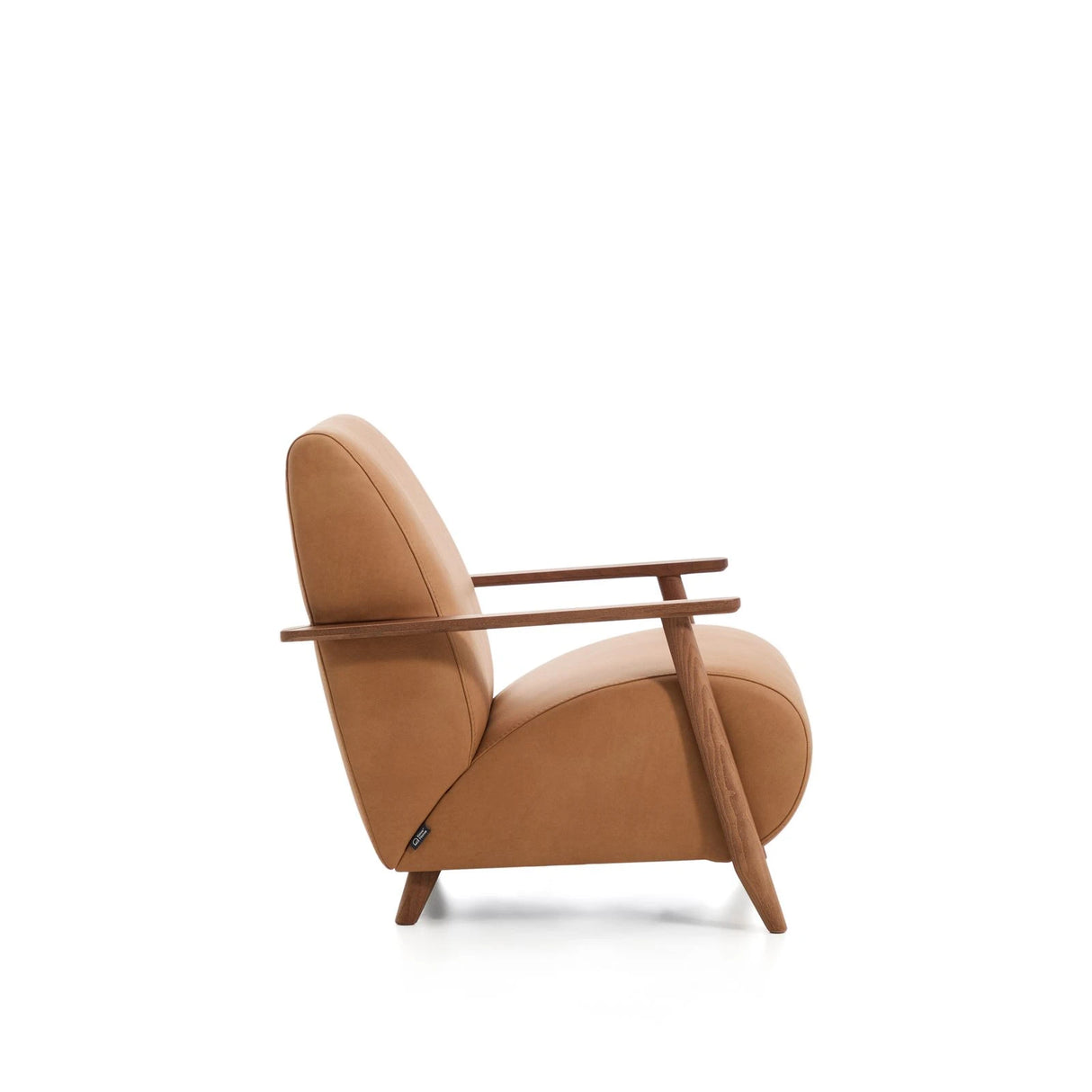 Sessel Meghan in braunem Leder mit massivem Eschenholz mit nussbaumfarbenem Finish, FSC Mix Credit von Kave Home – Produktbild 8