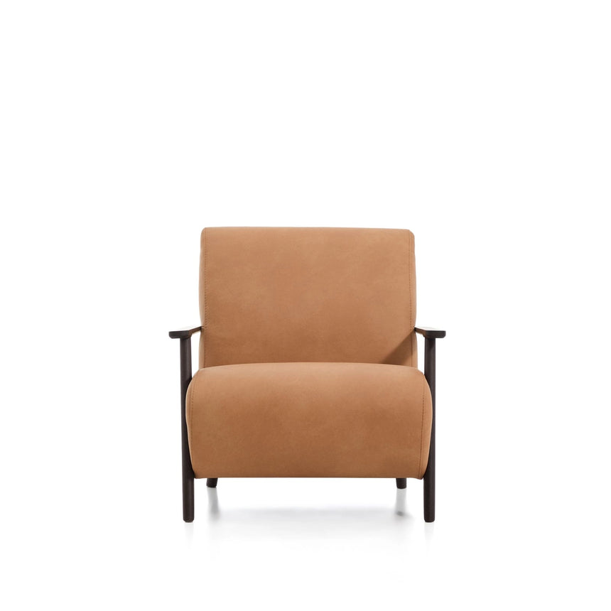 Sessel Meghan in braunem Leder mit massivem Eschenholz mit wengefarbenem Finish, FSC Mix Credit von Kave Home – Produktbild 7