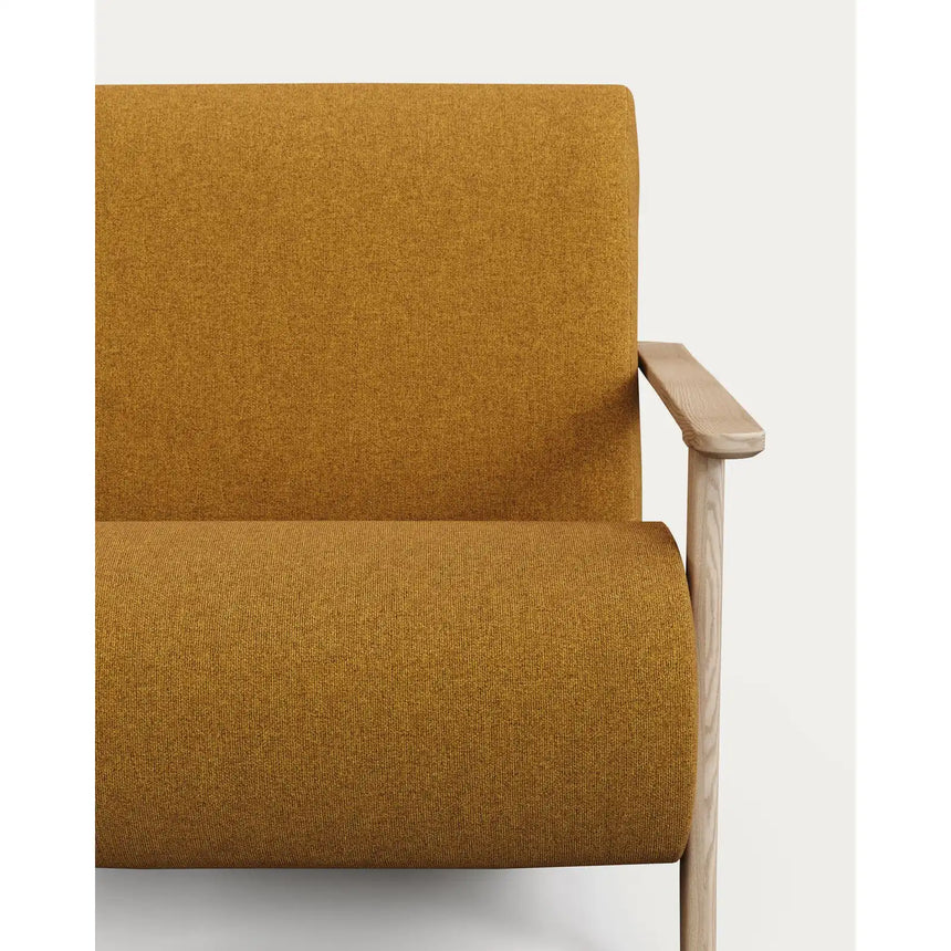 Sessel Meghan in schwer entflammbarem Lammfellimitat in Senfgelb mit massivem Eschenholz mit Natur-Finish, FSC Mix Credit von Kave Home – Produktbild 8
