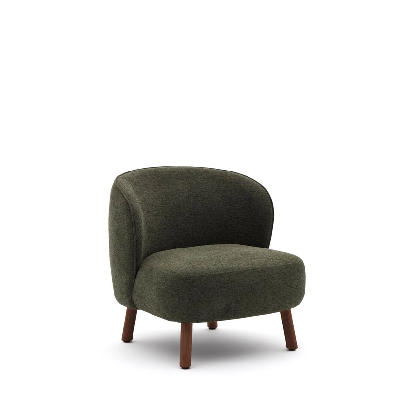 Sessel Ulit aus grüner Chenille mit Beinen aus massivem Eschenholz mit Nussbaum-Finish von Kave Home – Bild 1