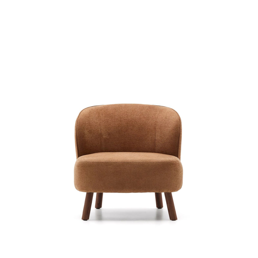 Sessel Ulit aus terrakottafarbener Chenille mit Beinen aus massivem Eschenholz mit Nussbaum-Finish von Kave Home – Bild 5