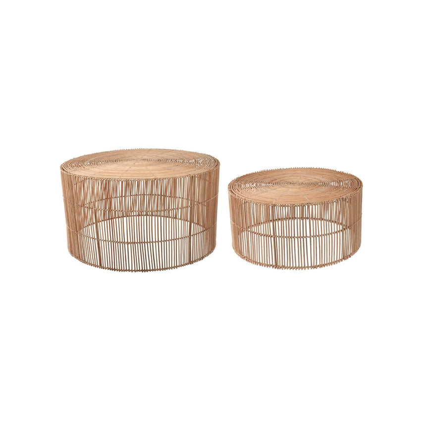 Set Elmima aus 2 Couchtischen 100% Rattan mit natürlichem Finish Ø 66 cm und Ø 55 cm von Kave Home – Bild 1