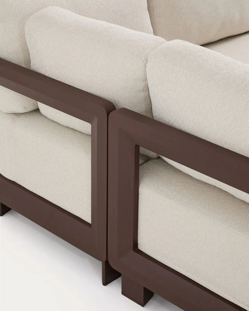 Set Nerano in Beige mit 5-Sitzer-Ecksofa und Couchtisch aus gehärtetem Glas und Aluminium von Kave Home – Bild 5
