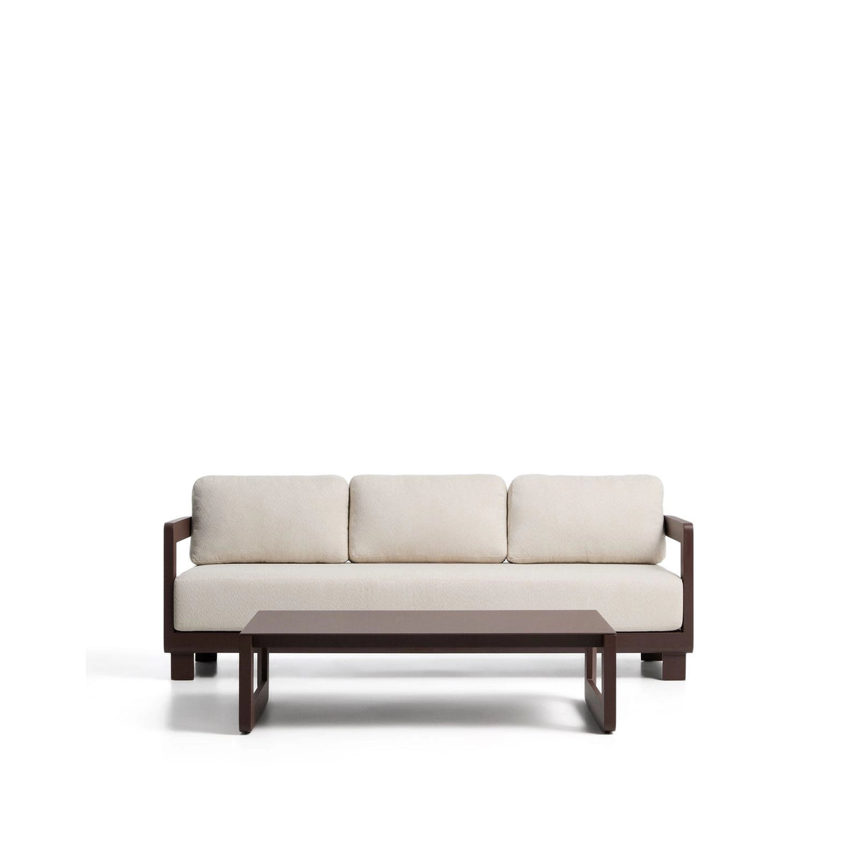 Set Nerano mit 3-Sitzer Sofa und Couchtisch aus Aluminium in Braun von Kave Home – Bild 1