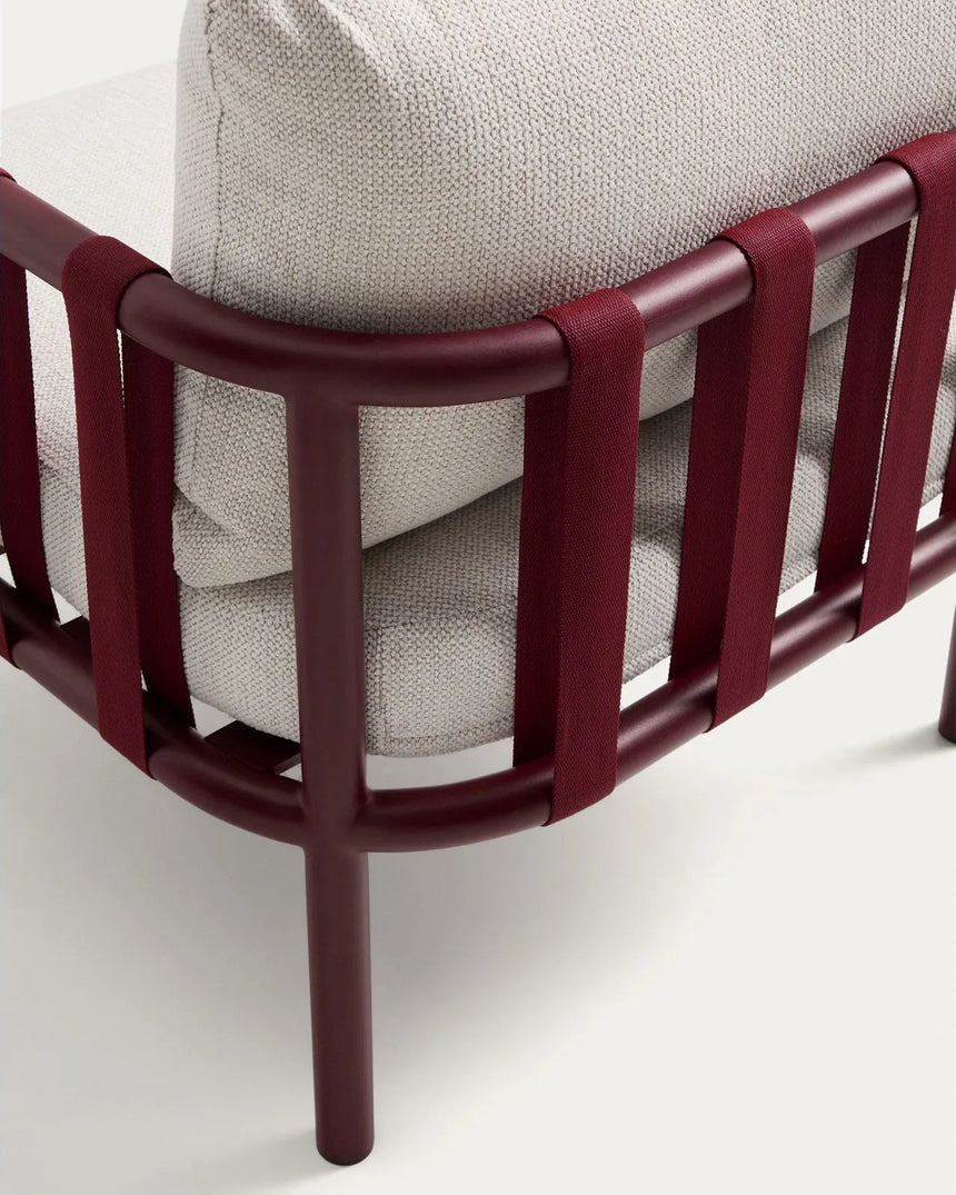 Set Omala aus einem 2-Sitzer-Sofa und 2 Sesseln aus Seil und Aluminium in Bordeauxrot von Kave Home – Bild 6