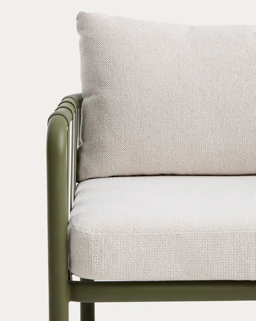 Set Omala aus einem 2-Sitzer-Sofa und 2 Sesseln mit Aluminiumgestell in Grün von Kave Home – Bild 2