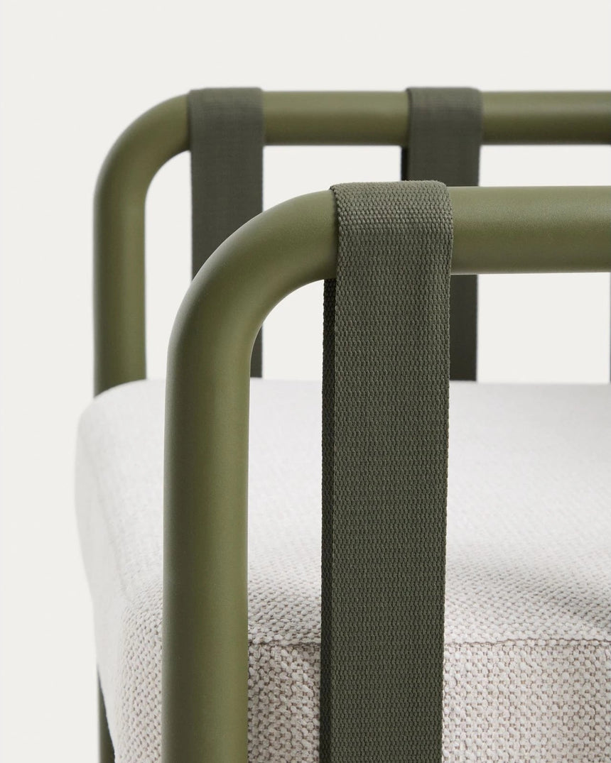 Set Omala aus einem 2-Sitzer-Sofa und 2 Sesseln mit Aluminiumgestell in Grün von Kave Home – Bild 4