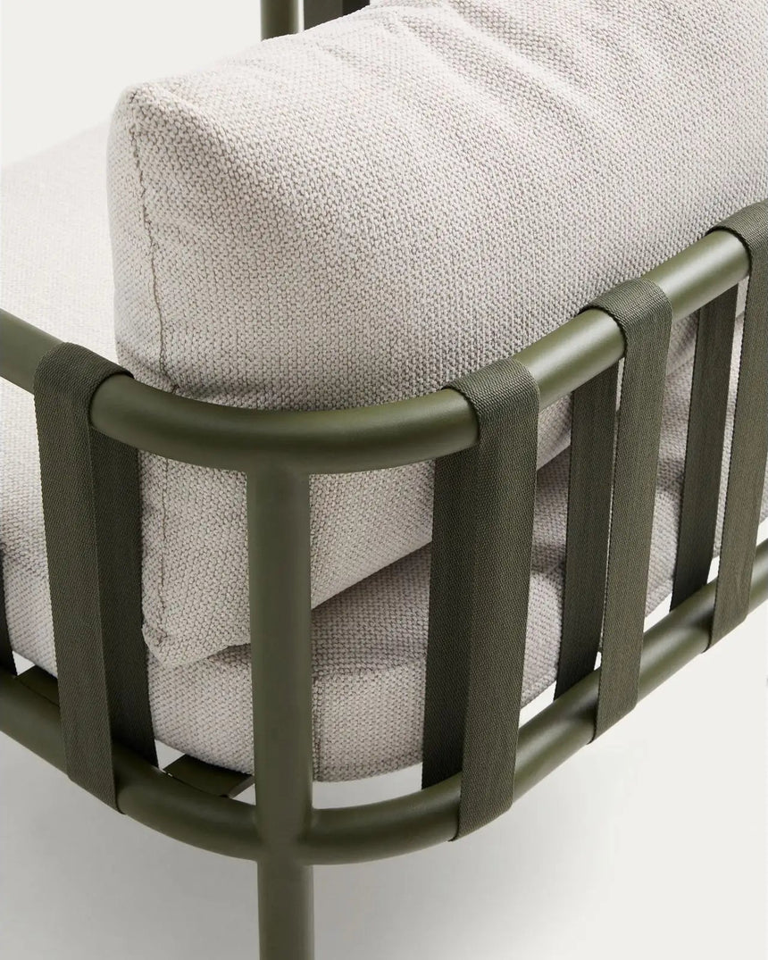 Set Omala aus einem 2-Sitzer-Sofa und 2 Sesseln mit Aluminiumgestell in Grün von Kave Home – Bild 5