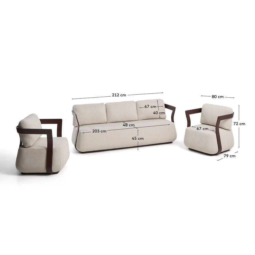 Set Tamaris mit 3-Sitzer-Sofa und 2 Sesseln aus Aluminium von Kave Home – Bild 3