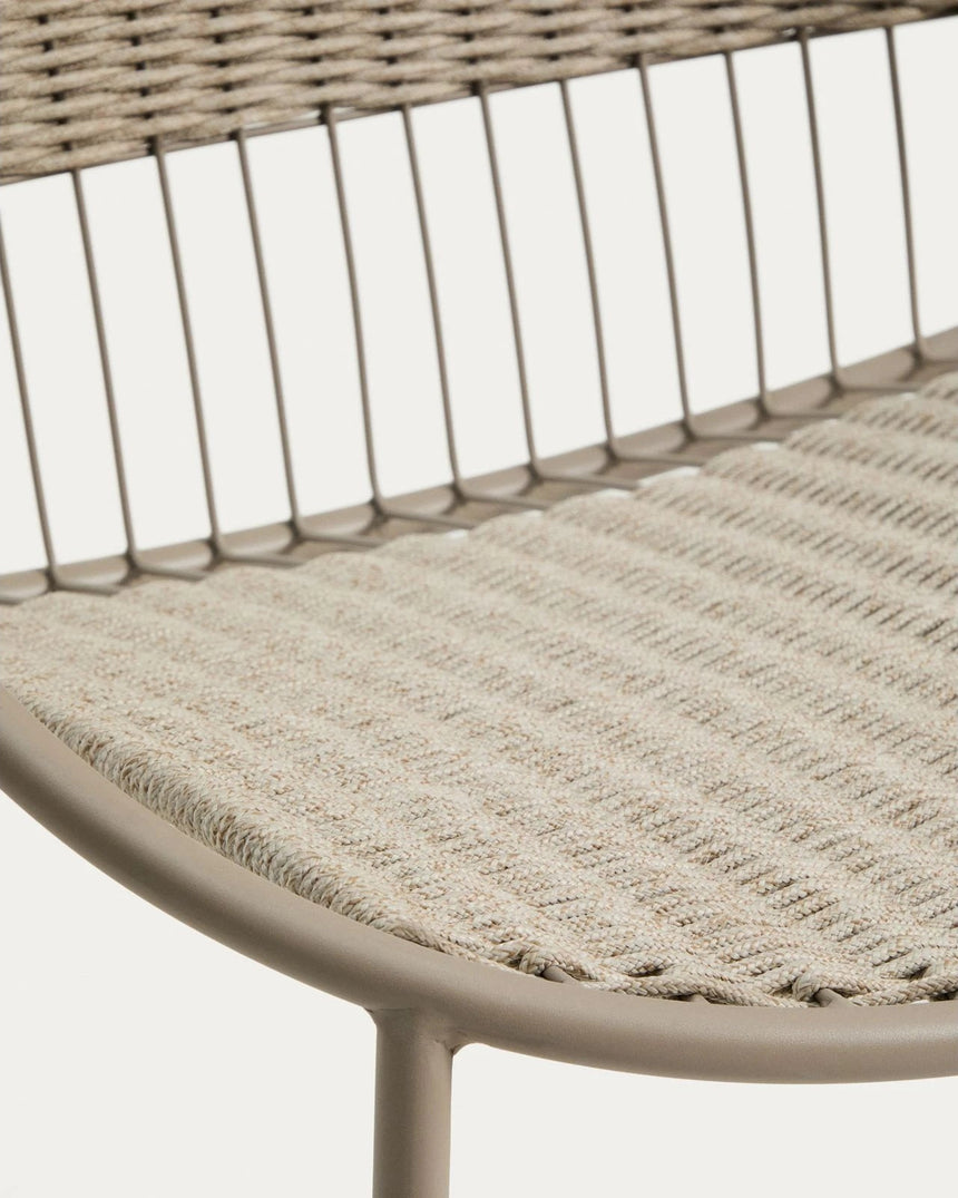 Set mit 2 Sesseln Atrani aus verzinktem Stahl und taupefarbenem Seil und Beistelltisch Mesquida aus glasierter terrakottafarbener Keramik Ø 36 cm von Kave Home – Bild 6