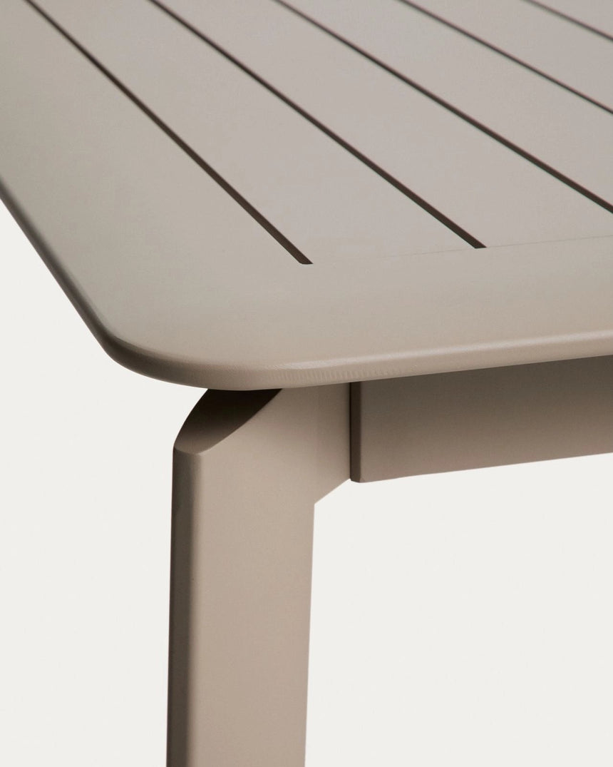 Set mit Ausziehtisch Brela aus Aluminium und 6 stapelbaren Stühlen Canea aus Aluminium und beigem Textilene 205(287)x100 cm von Kave Home – Bild 5