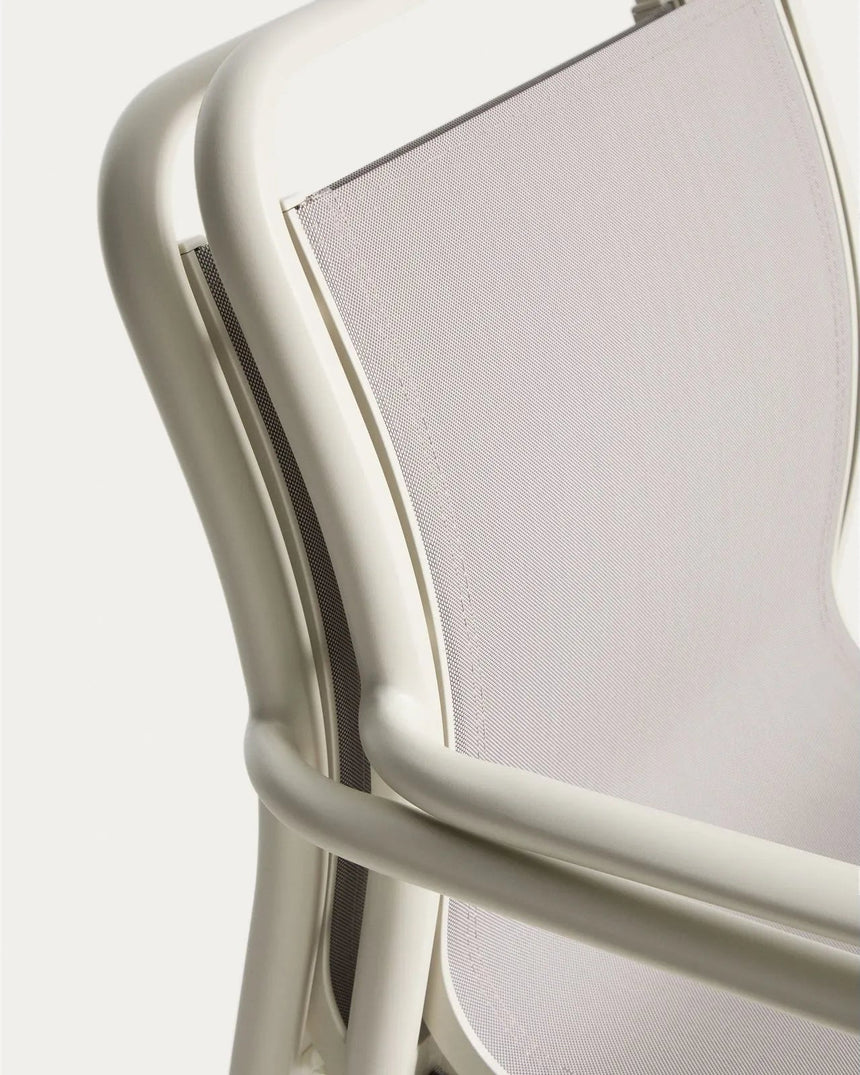 Set mit Ausziehtisch Brela aus ecrufarbenem Aluminium und 6 Stühlen Luri aus ecrufarbenem Aluminium und beigem Texteline 205 (287) x 100 cm von Kave Home – Bild 2