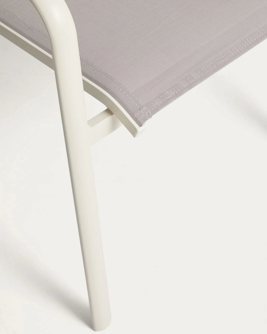 Set mit Ausziehtisch Brela aus ecrufarbenem Aluminium und 6 Stühlen Luri aus ecrufarbenem Aluminium und beigem Texteline 205 (287) x 100 cm von Kave Home – Bild 3