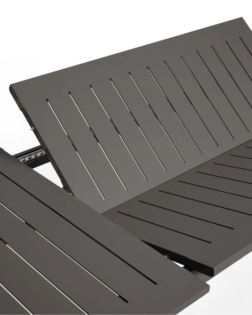 Set mit Ausziehtisch Livorno aus Aluminium in Graphit und 6 Stühlen Alimia aus Aluminium in Graphit und Synthetikseil in Grau, 233 (350) x 100 cm von Kave Home – Bild 6