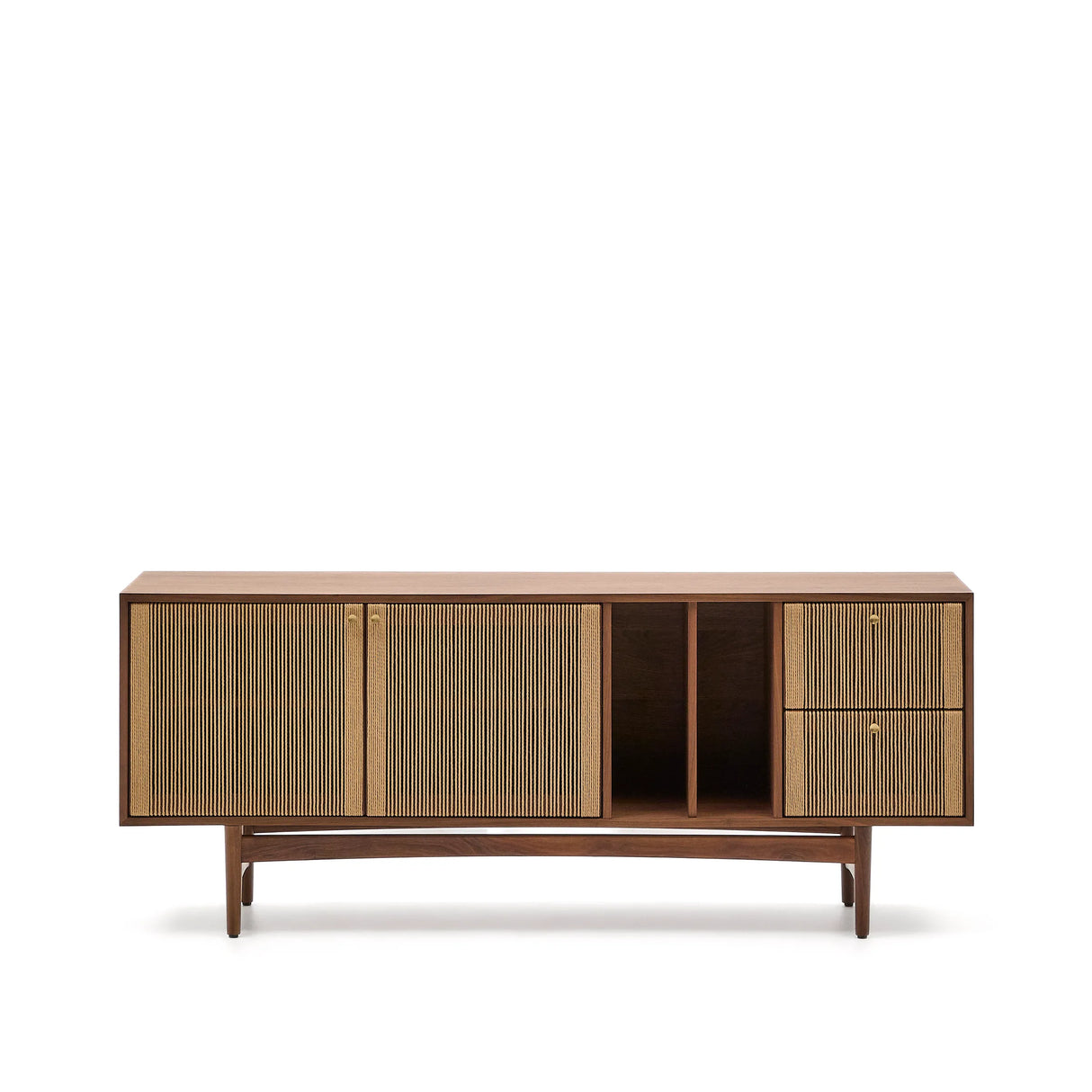 Sideboard Elan 2 Türen 2 Schubladen massives Nussholz und Furnier Seil 180x73cm FSC Mix Credit von Kave Home – Produktbild 10