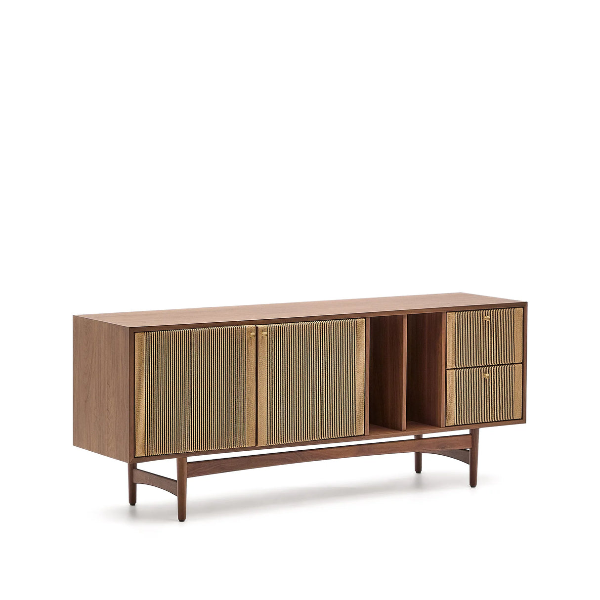 Sideboard Elan 2 Türen 2 Schubladen massives Nussholz und Furnier Seil 180x73cm FSC Mix Credit von Kave Home – Produktbild 11