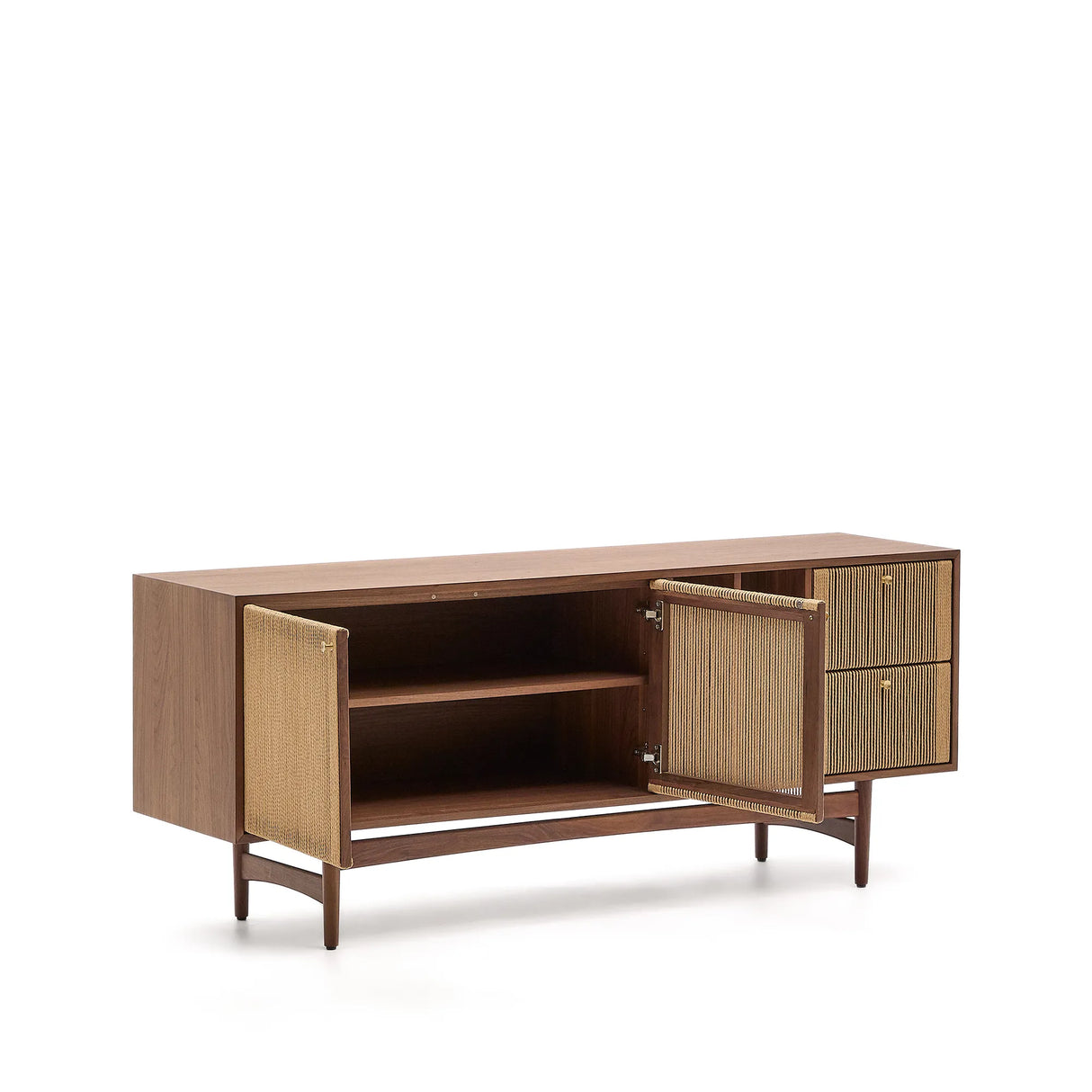 Sideboard Elan 2 Türen 2 Schubladen massives Nussholz und Furnier Seil 180x73cm FSC Mix Credit von Kave Home – Produktbild 13