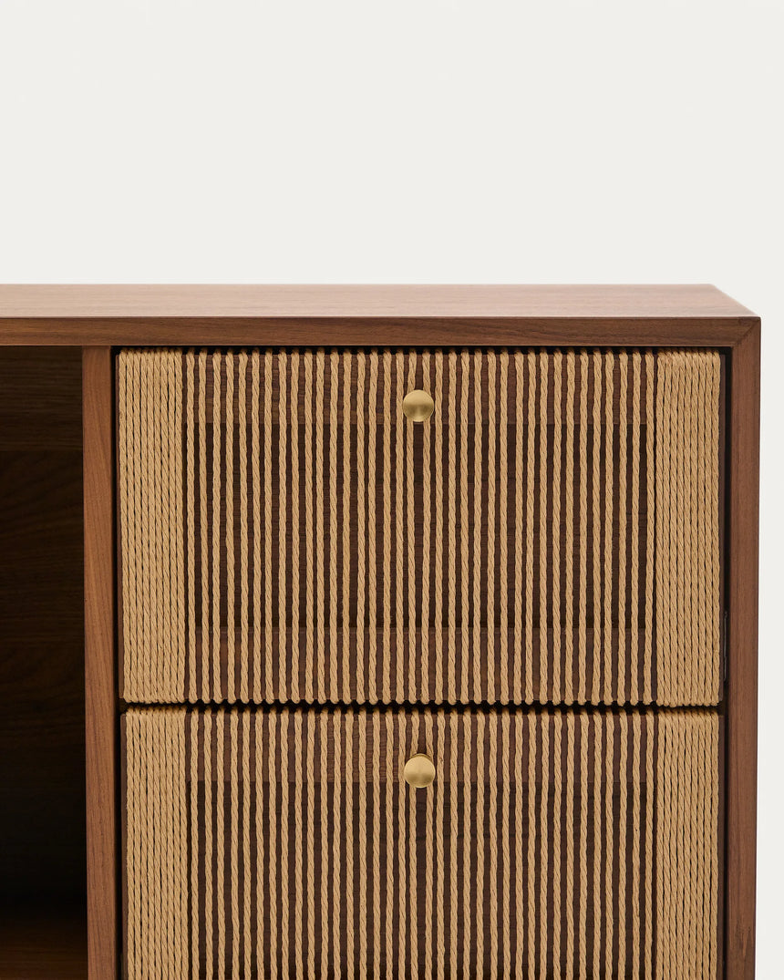 Sideboard Elan 2 Türen 2 Schubladen massives Nussholz und Furnier Seil 180x73cm FSC Mix Credit von Kave Home – Produktbild 6