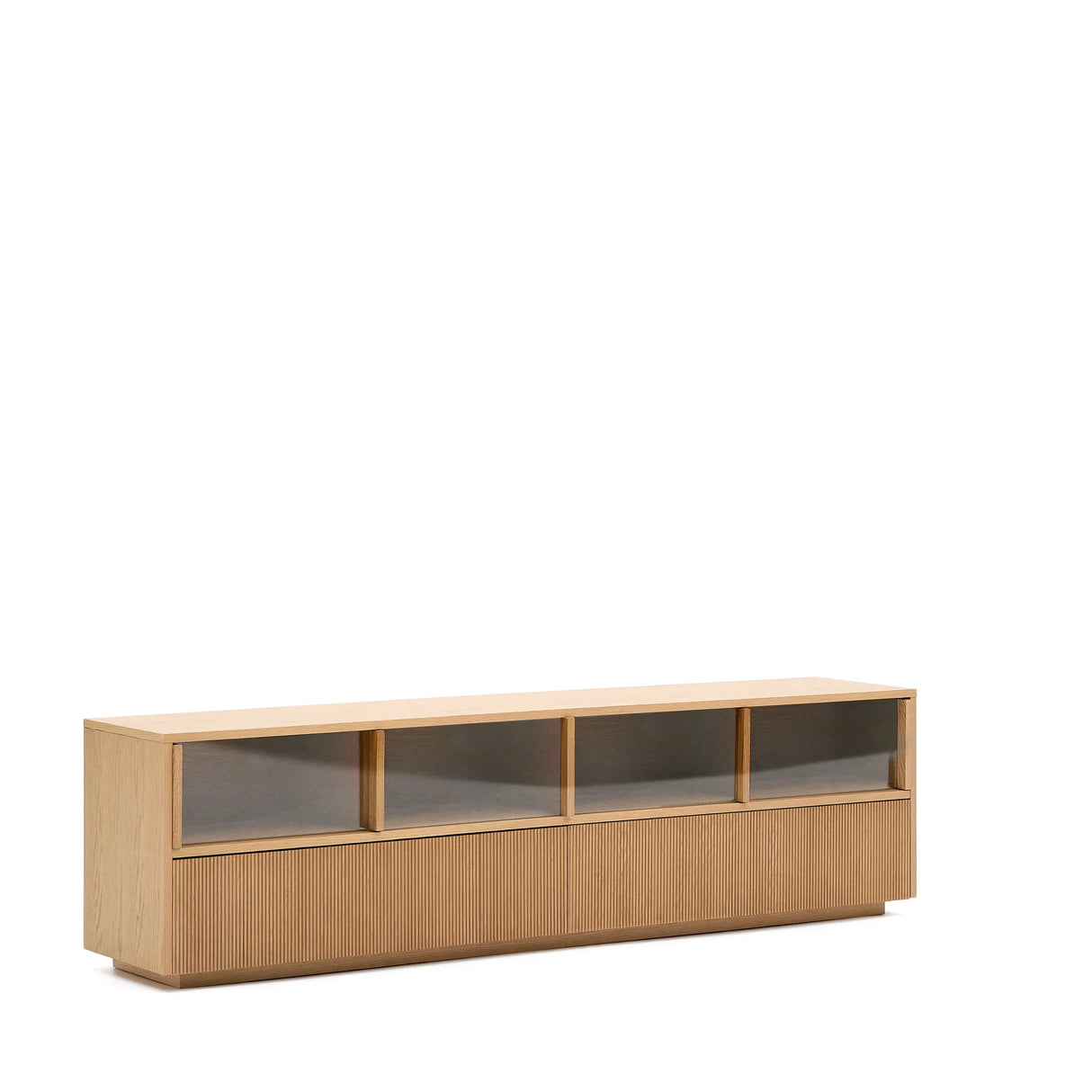 Sideboard Helvine 4 Türen 2 Schubladen Eichenfurnier gehärtetes Glas 200 x 54 cm FSC 100% von Kave Home – Produktbild 9